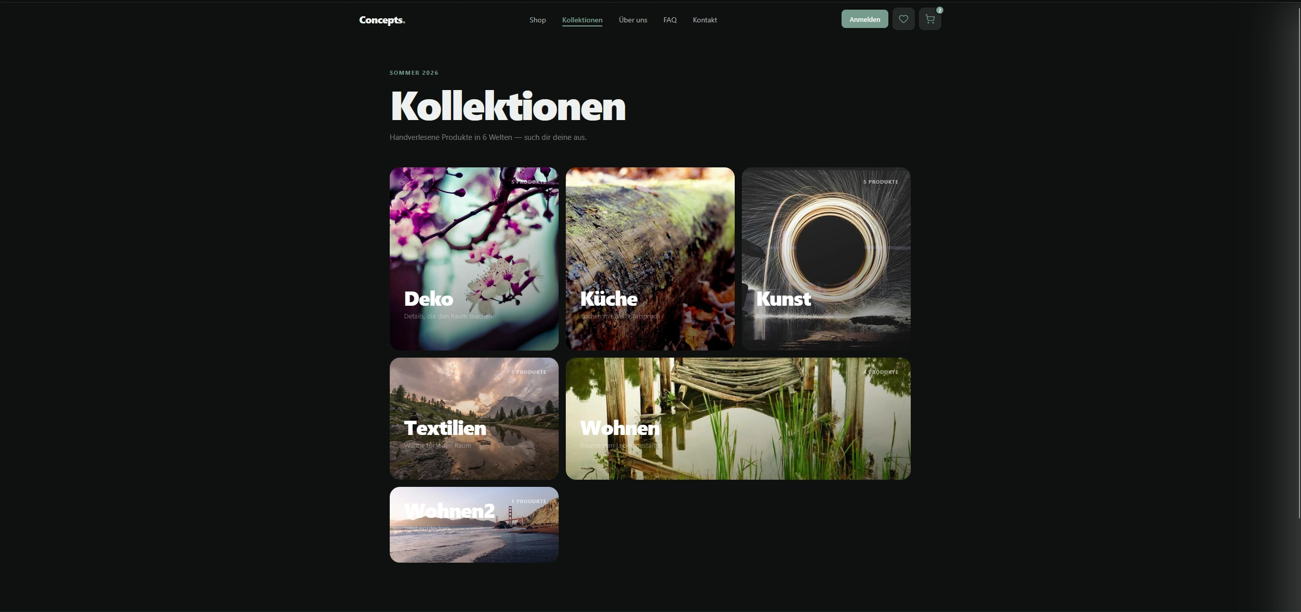 Kollektionen-Seite